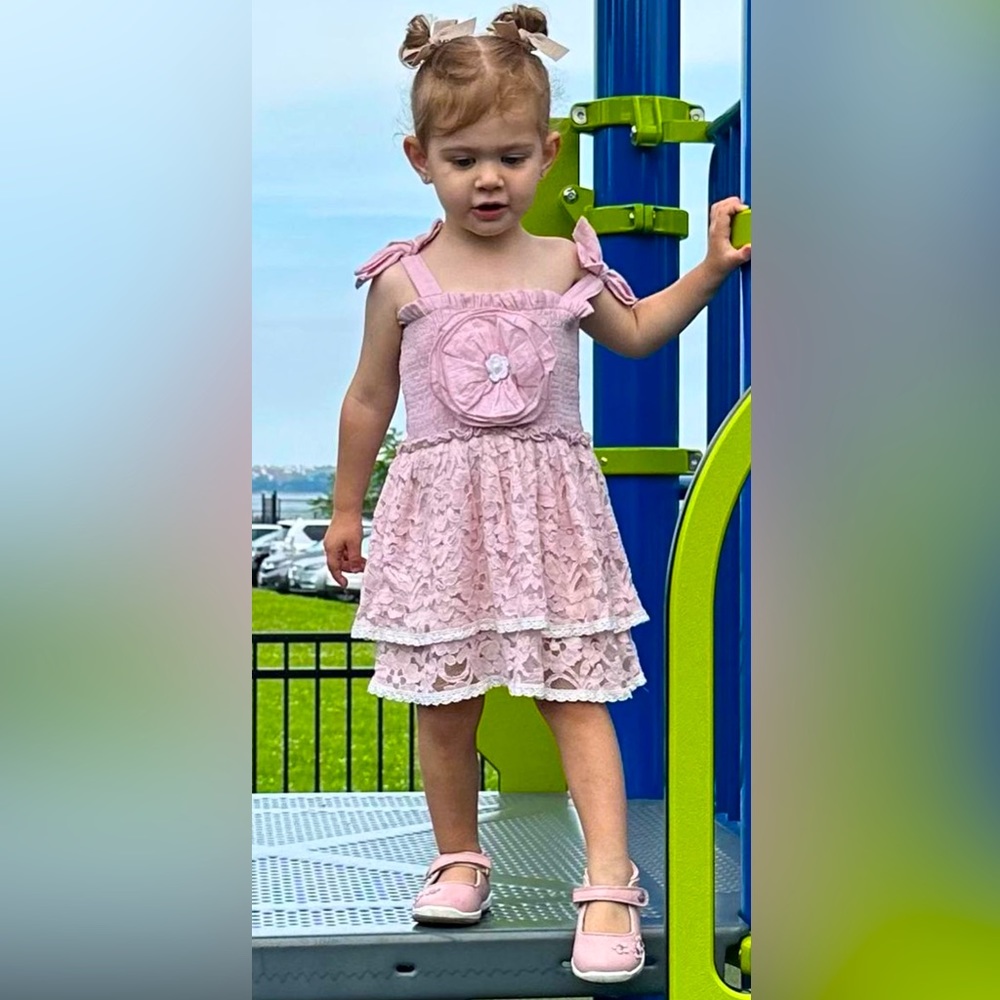 Ohlala couture toddler girl pink lace dress